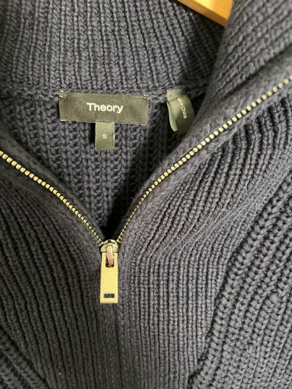 Theory chunky knit cotton sweater S Small navy blue - Picture 3 of 5